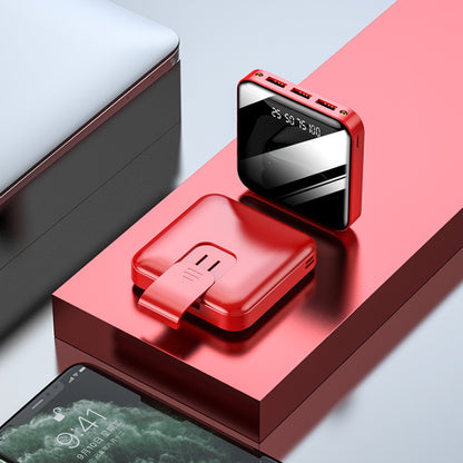 Mini portable power bank with multi USB output ports and LED digital battery display indicator