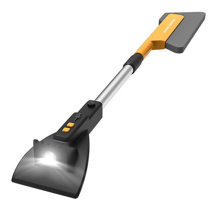 3-in-1 rechargeable car snow removal tool with LED light, telescopic snow brush, ice scraper and shovel
