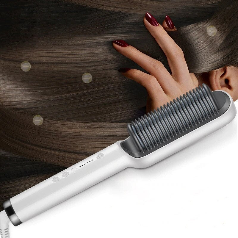 Veluxe All-In-One Hair Styling Comb: Straighten & Curl with Gentle Ionic Technology Electric curling stick for straight and curly hair