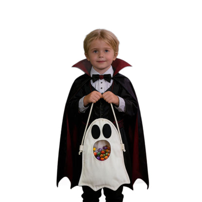 Orange ghost Halloween trick or treat candy bag for kids