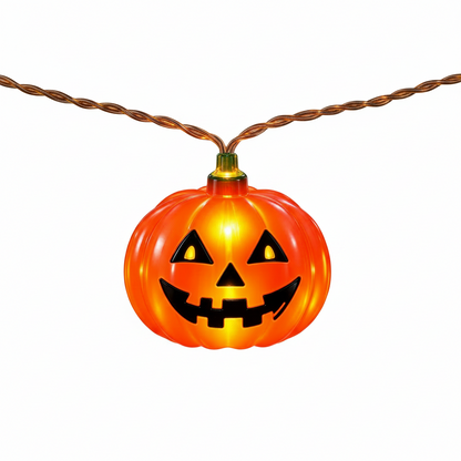 Halloween LED string lights with pumpkin, ghost, skull, bat and skeleton designs
