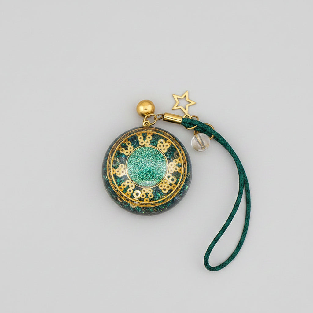 Galaxy crystal necklace pendant with blue and gold design, unisex jewelry gift
