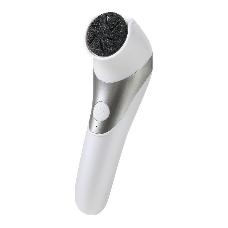 Infographic of the Elegant Silver Electric Foot Grinder M568. Shows all the same features as the gold version, including specifications and grinding head options.

