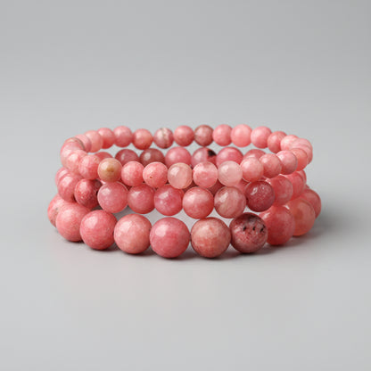 Natural pink crystal bead bracelet made with semi-precious stone beads