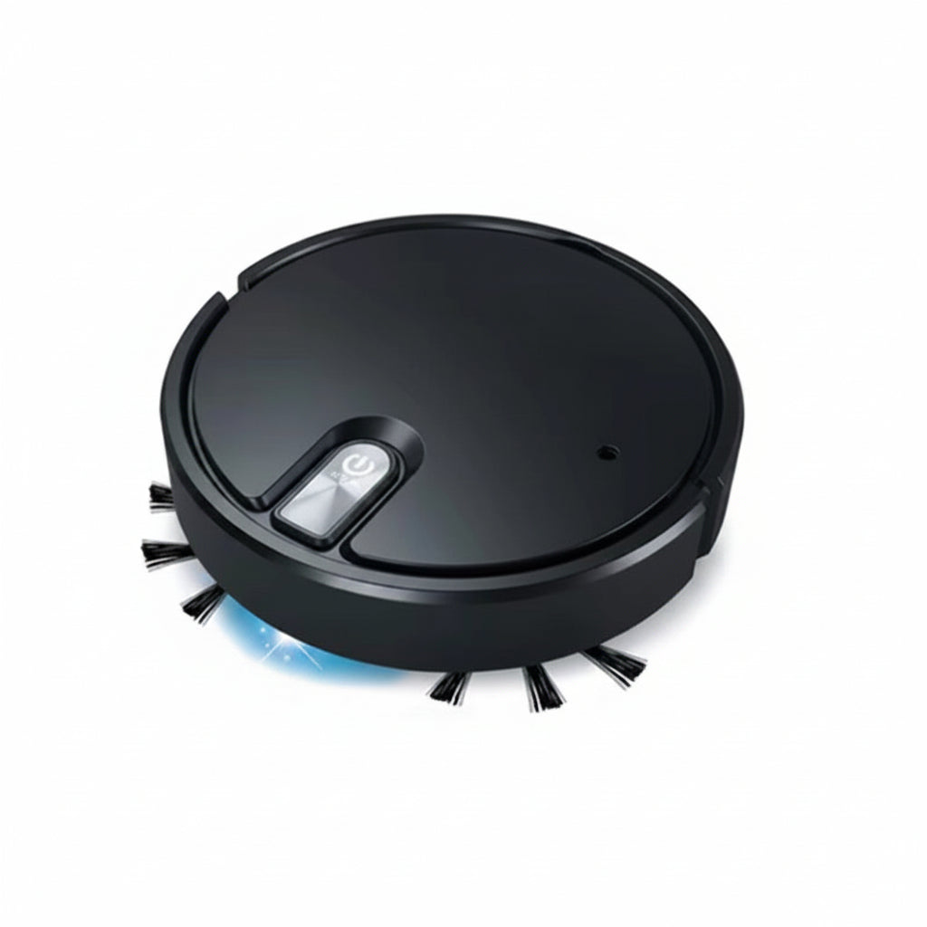 3-in-1 Smart Sweeping and Humidifying Robot Vacuum Cleaner with 1200mAh rechargeable battery, spray mist feature, and low-profile design.