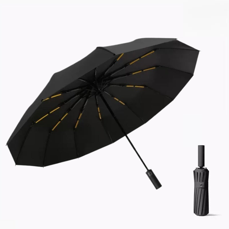 Heavy-duty 24-rib windproof umbrella product banner with rain background⁠