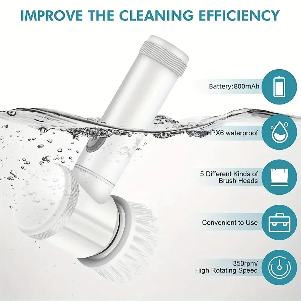 Electric Spin Scrubber Brush Set - Cordless Power Cleaning Kit