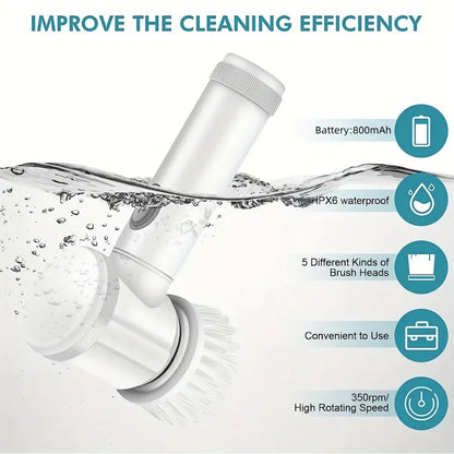 Electric Spin Scrubber Brush Set - Cordless Power Cleaning Kit