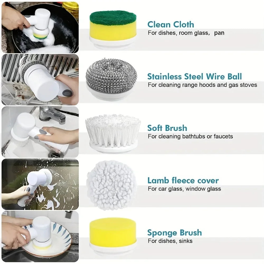 Electric Spin Scrubber Brush Set - Cordless Power Cleaning Kit