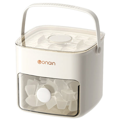 GONAIN white 2-in-1 press-release ice cube maker and transparent storage bin system